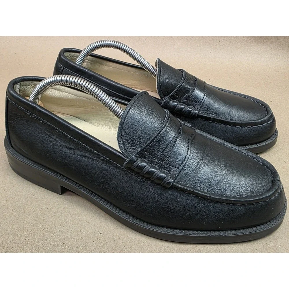 HARUTA (Sz 24.5 EEE) US 6.5 Black Leather Penny Loafer Men's Dress Shoes Slip On